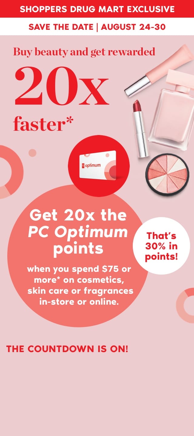 Get 20x the PC Optimum points when you spend $75 or more