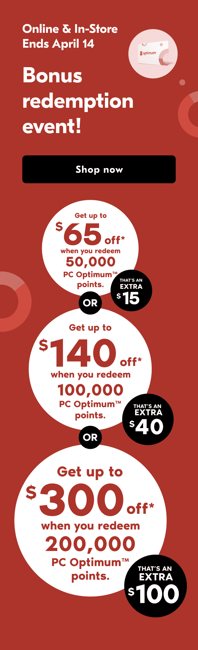 Get up to $300 off when you redeem 200,000 PC Optimum points